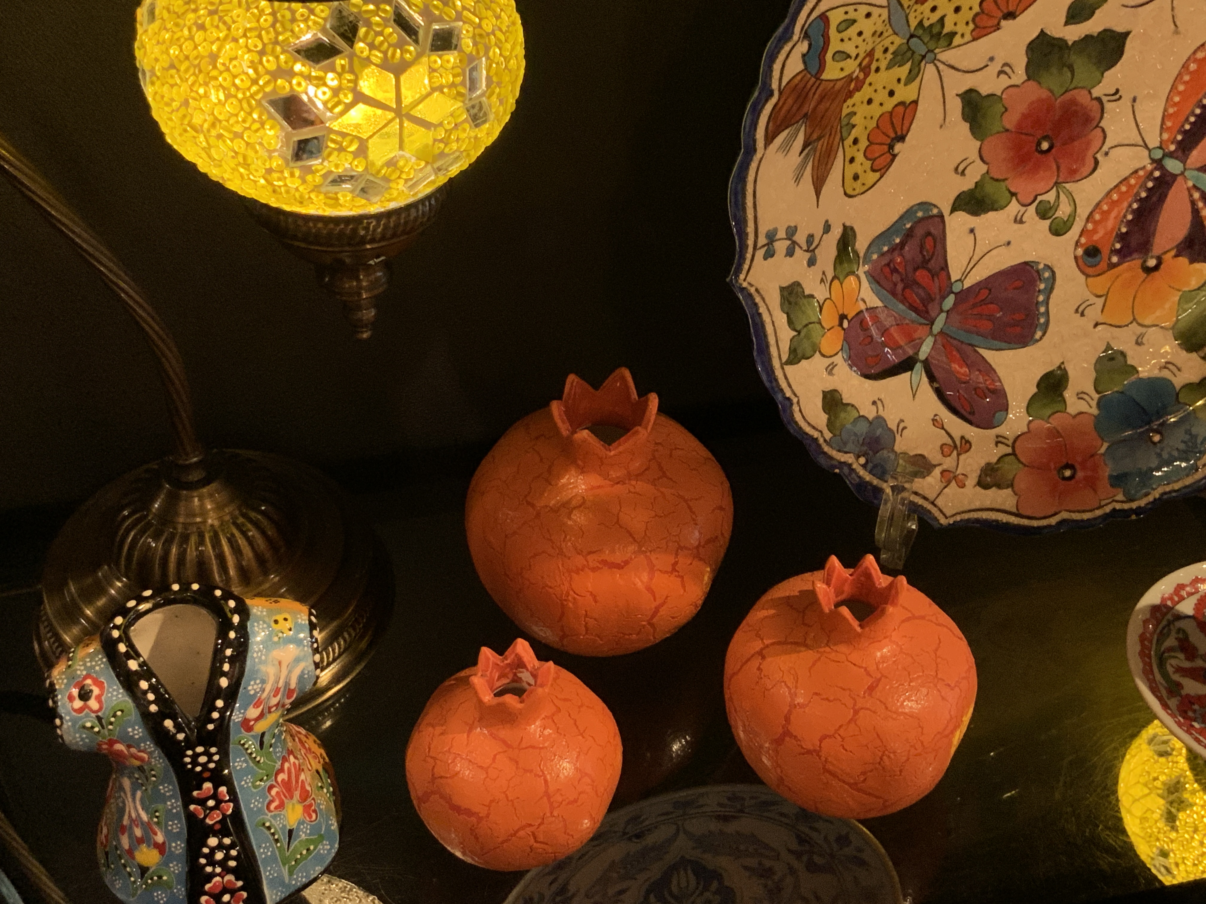 パシャ，トルコ陶器，手作り，ザクロ置き物，決算SALE，静岡市呉服町名店街