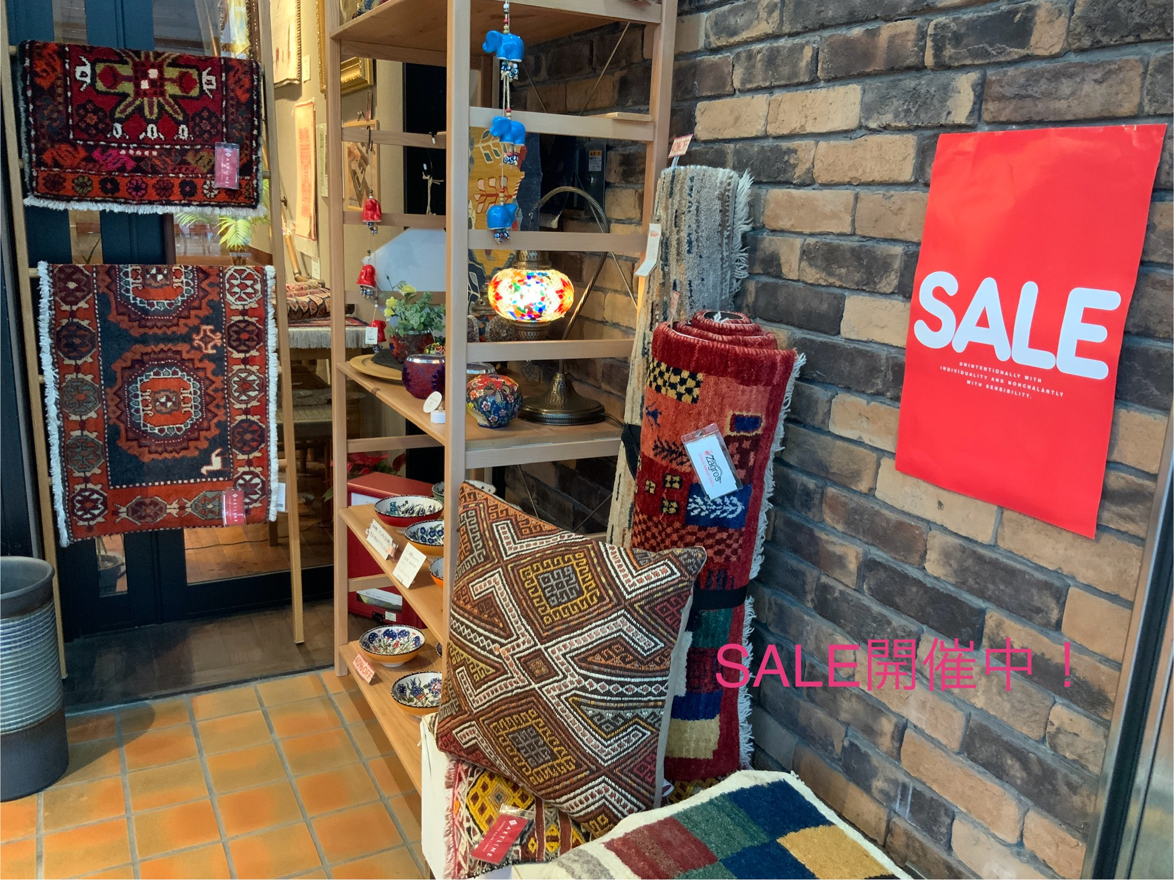 SALE開催中！，静岡市呉服町名店街，静岡市敷物専門店パシャ，トルコ雑貨パシャ，お得にお買い物